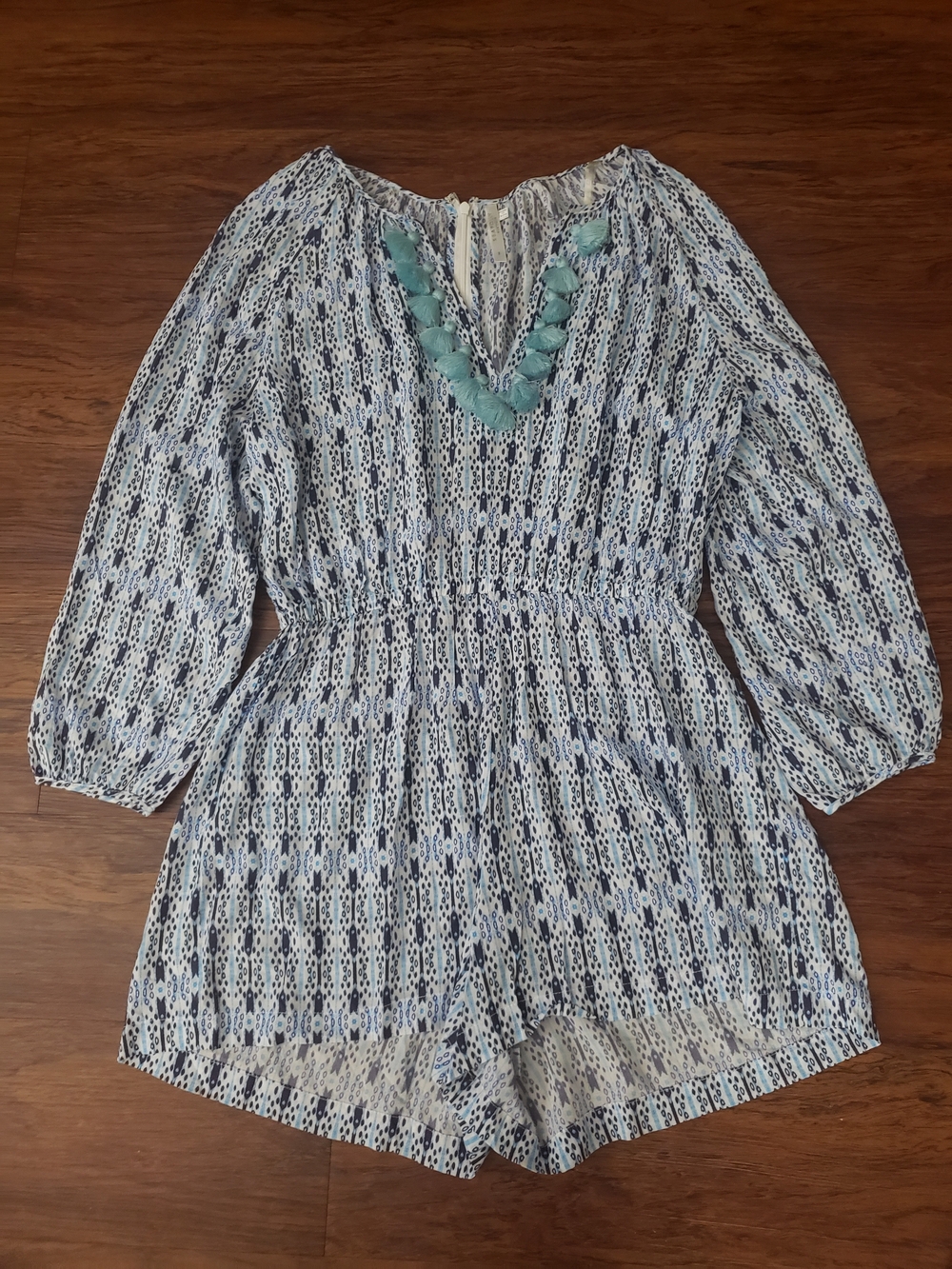 Seafolly Blue, Navy & White Romper Size S Summer Boho Coastal Vacation Preppy